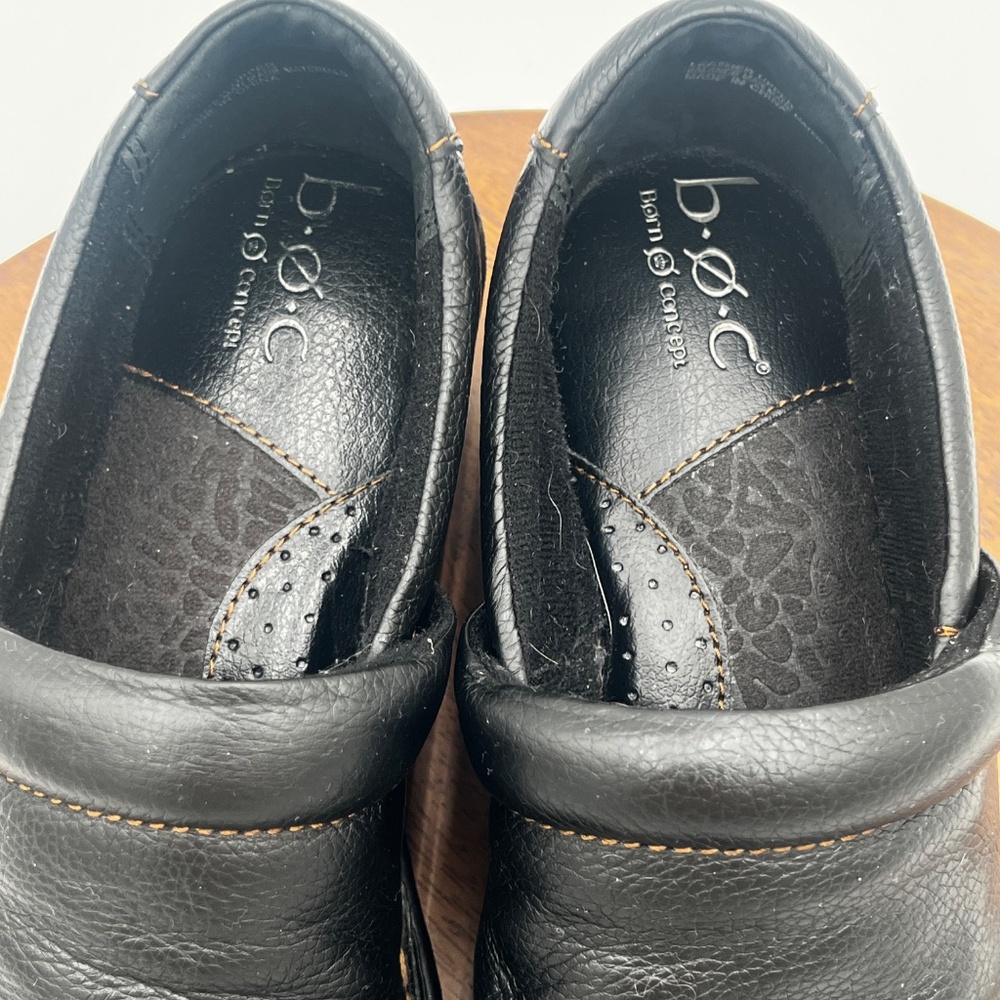 Born Concept Black Leather Slip-On Casual Loafer Clog Block Heel Women’s Sz 8M/W - Picture 5 of 10